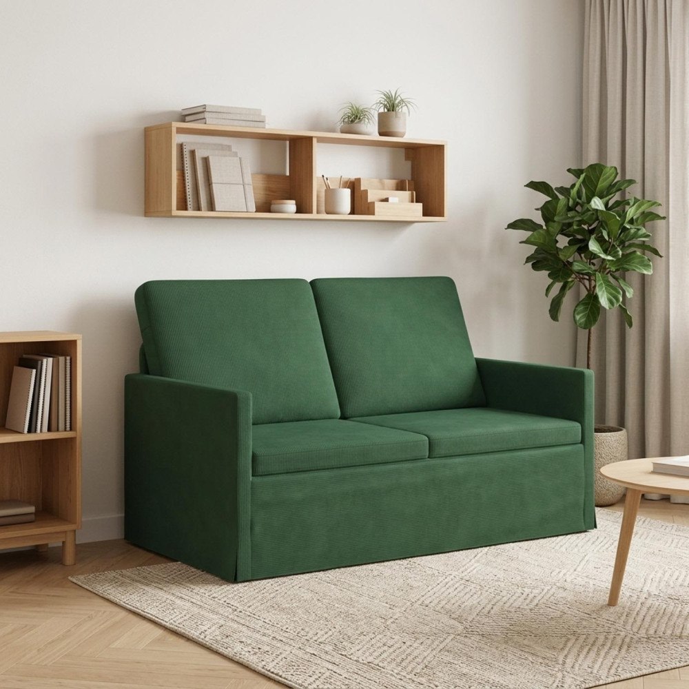 vidaXL Soffa för 2 personer Jungelgrön 130 x 81 x 82 cm Kordread tyg