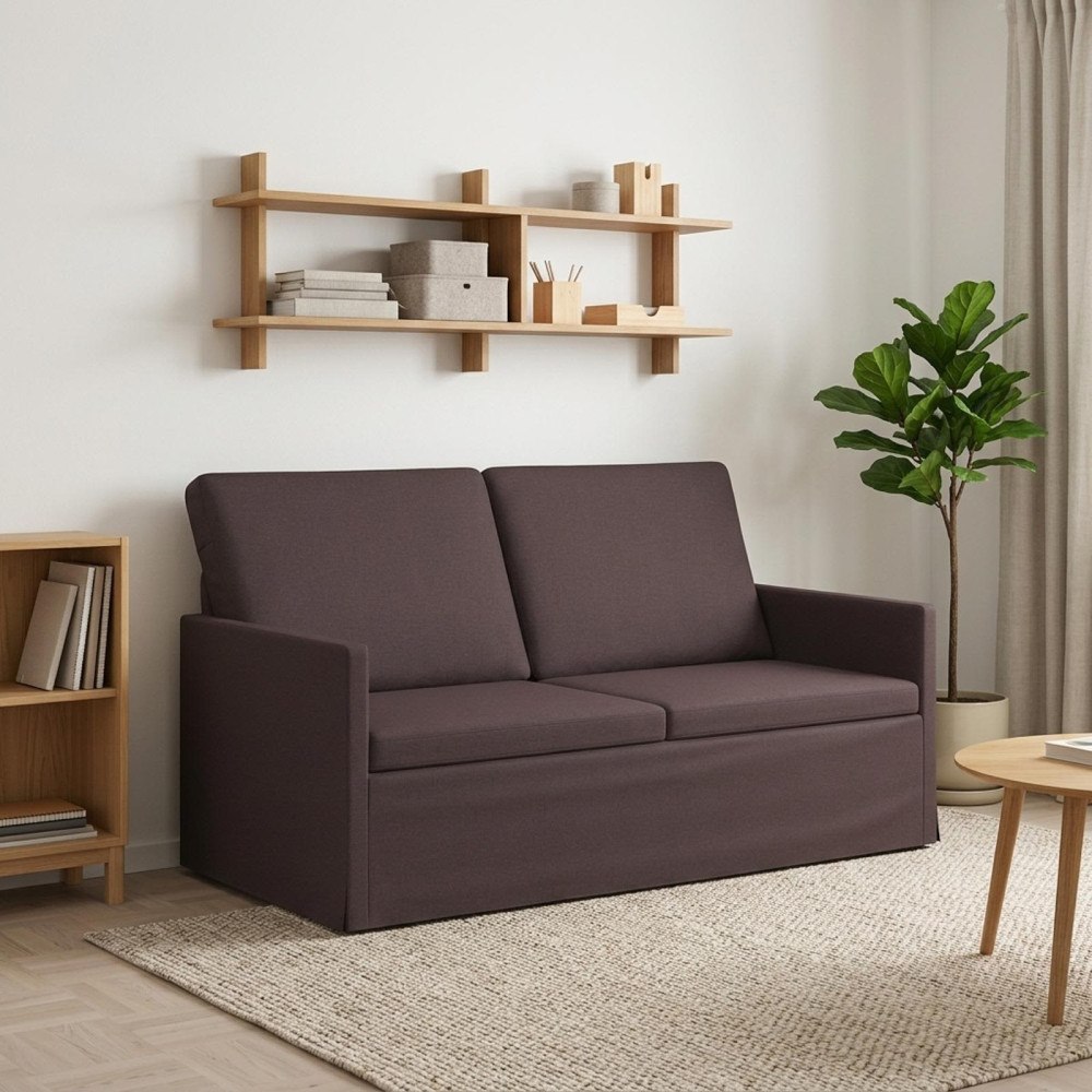 vidaXL Soffa för 2 personer Mörkbrun 150 x 81 x 82 cm Tyg