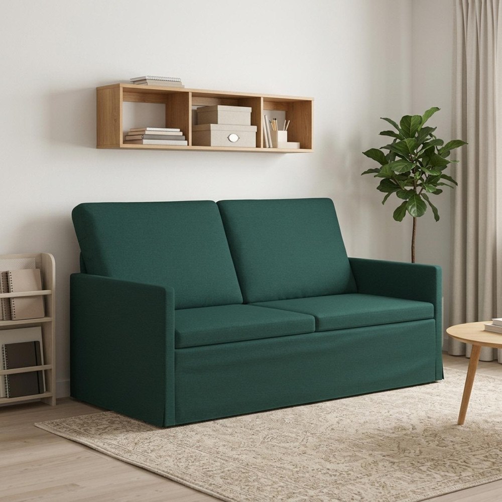vidaXL Soffa för 2 personer Mörkgrön 150 x 81 x 82 cm Tyg