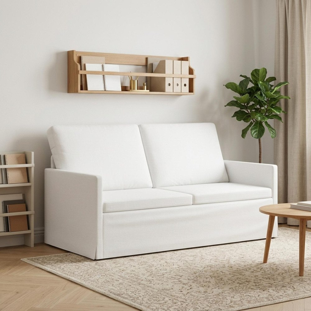vidaXL Soffa för 2 personer Vit 150 x 81 x 82 cm Tyg