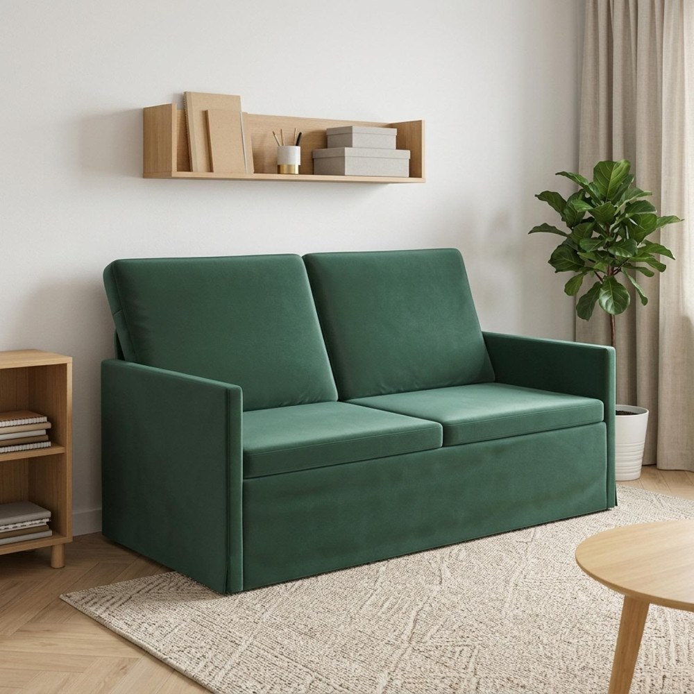 vidaXL Soffa för 2 personer Mörkgrön 150 x 81 x 82 cm Sammet (V)