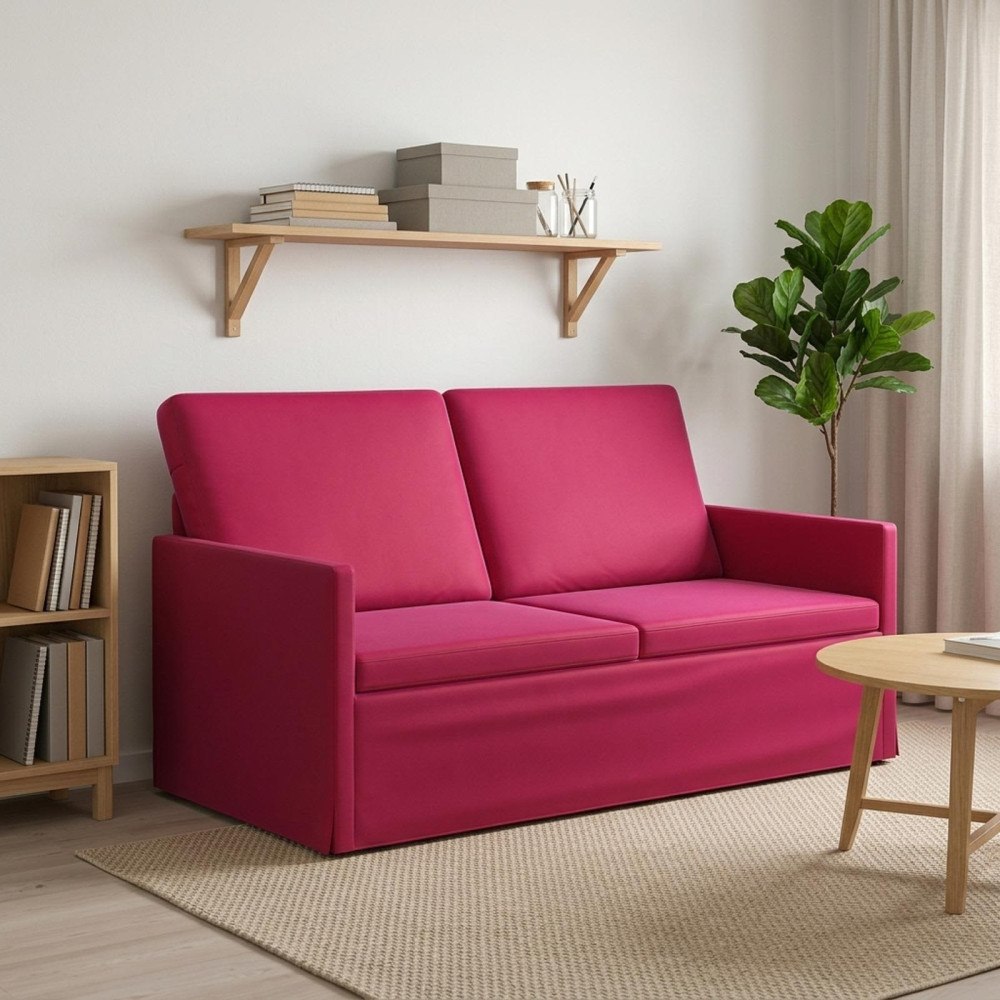 vidaXL Soffa för 2 personer Vinröd 150 x 81 x 82 cm Sammet (V)