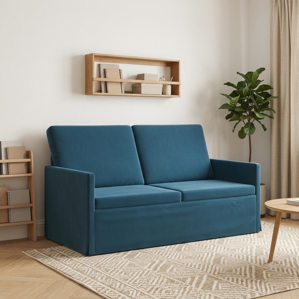 vidaXL Soffa för 2 personer Blå 150 x 81 x 82 cm Sammet (V)