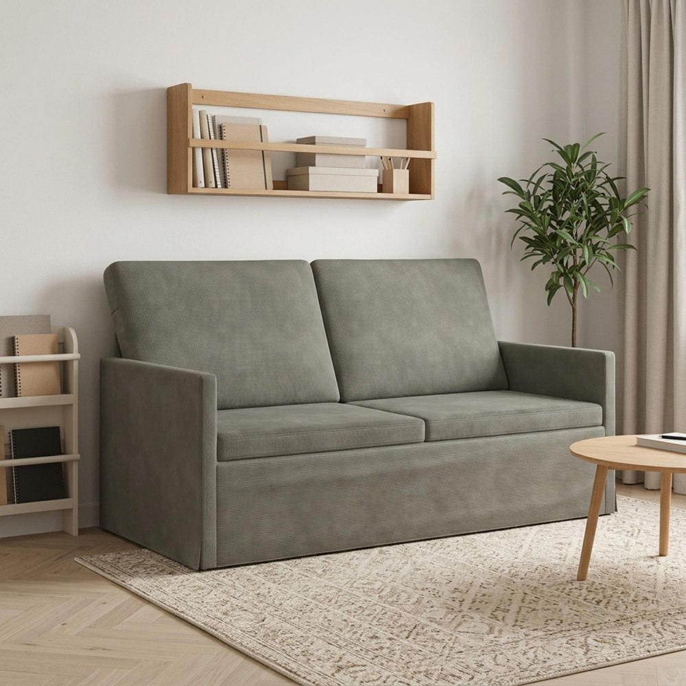 vidaXL Soffa för 2 personer Ljusgrå 150 x 81 x 82 cm Kordread tyg