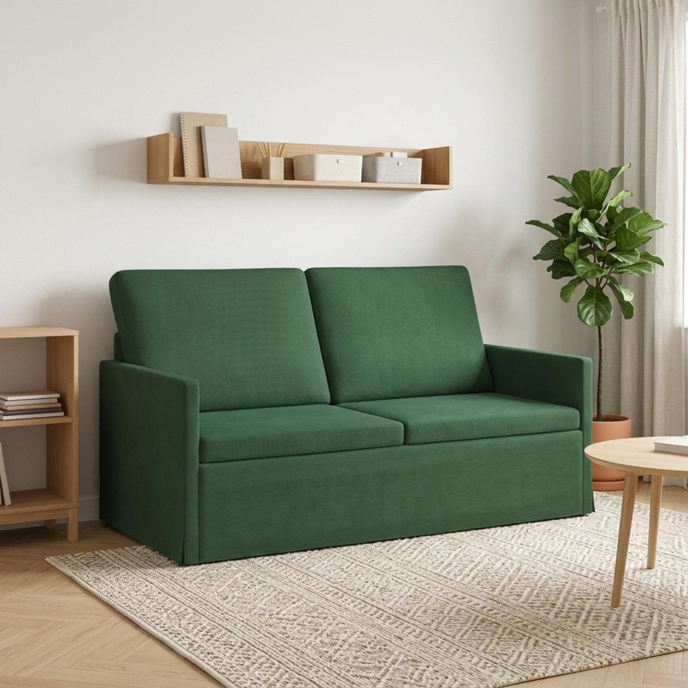 vidaXL Soffa för 2 personer Jungelgrön 150 x 81 x 82 cm Kordread tyg