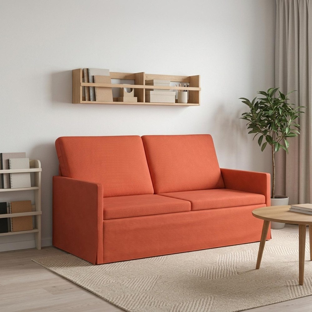 vidaXL Soffa för 2 personer Röd orange 150 x 81 x 82 cm Kordread tyg