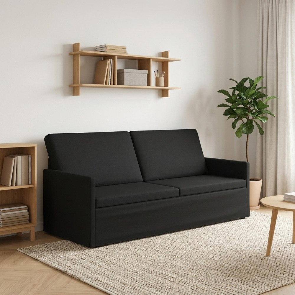 vidaXL 3-sitssoffa Svart 190 x 81 x 82 cm Tyg