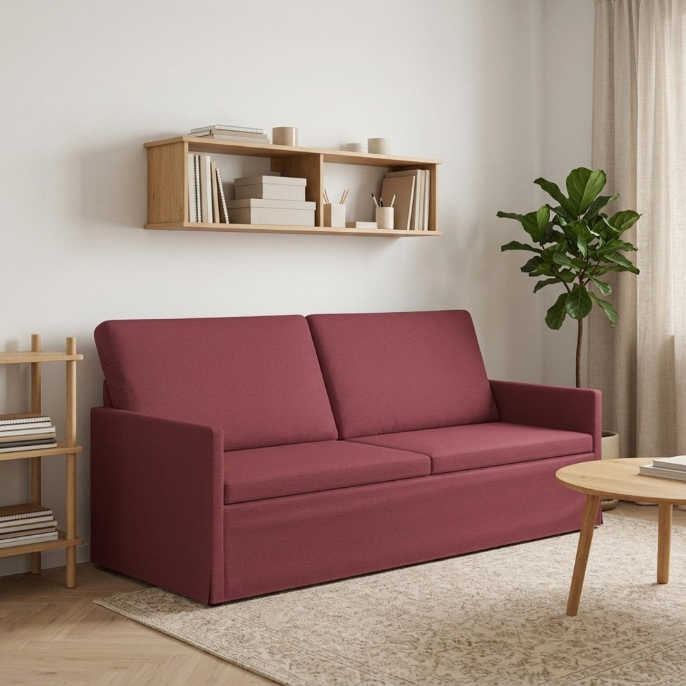 vidaXL 3-sitssoffa Vinröd 190 x 81 x 82 cm Tyg