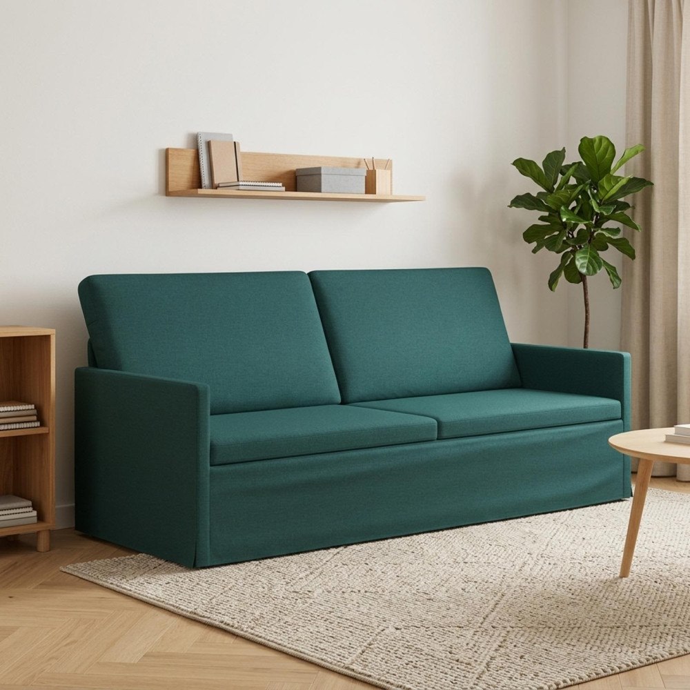 vidaXL 3-sitssoffa Mörkgrön 190 x 81 x 82 cm Tyg