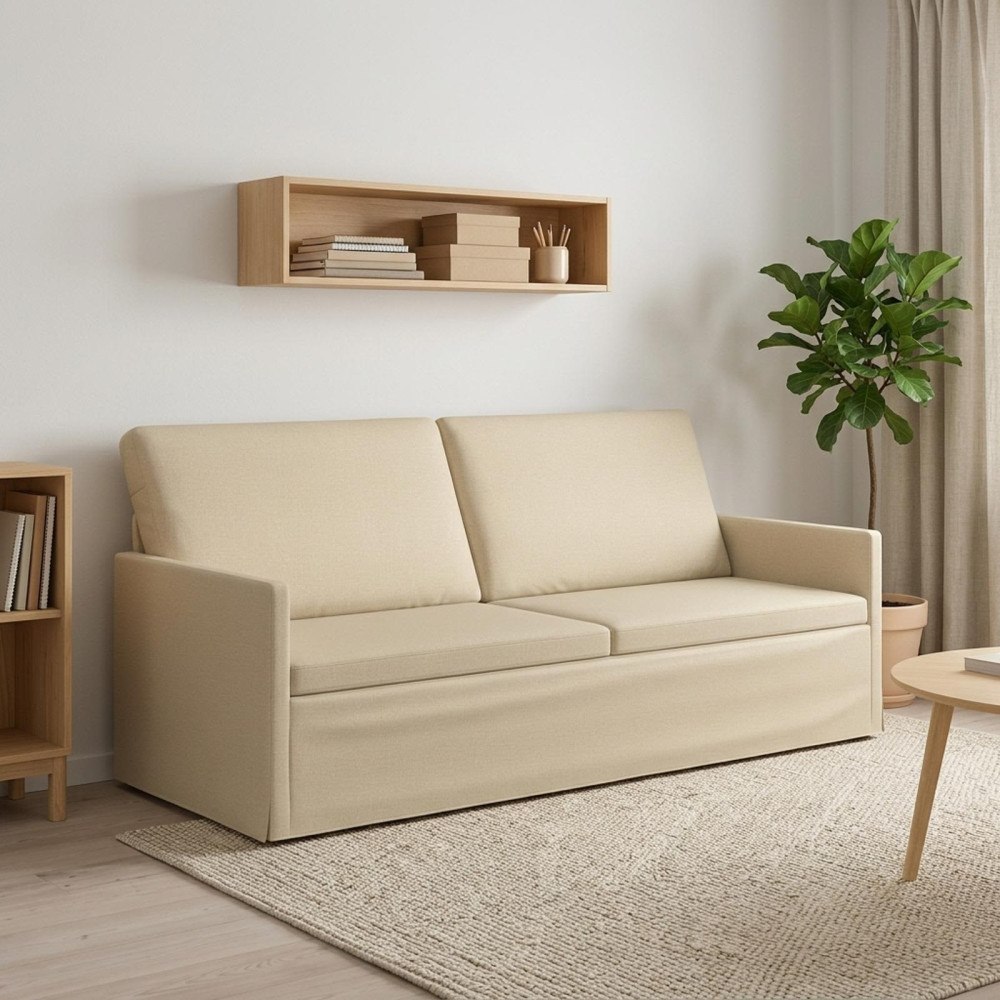 vidaXL 3-sitssoffa Gräddvit 190 x 81 x 82 cm Tyg