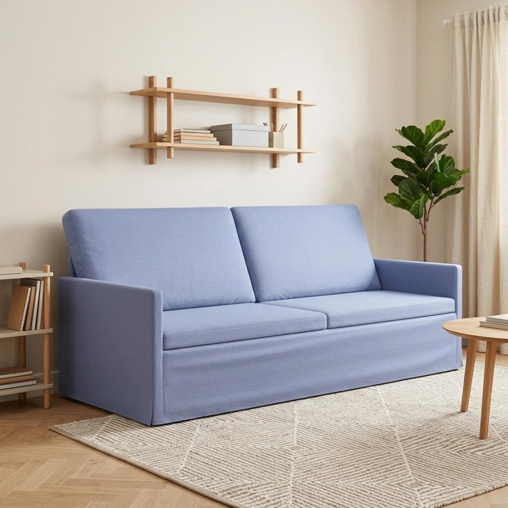 vidaXL 3-sitssoffa Jeansblå 190 x 81 x 82 cm Tyg