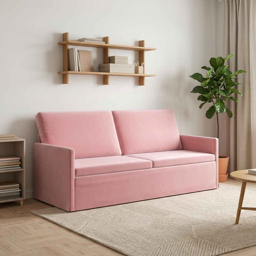 vidaXL 3-sitssoffa Rosa 190 x 81 x 82 cm Sammet (V)