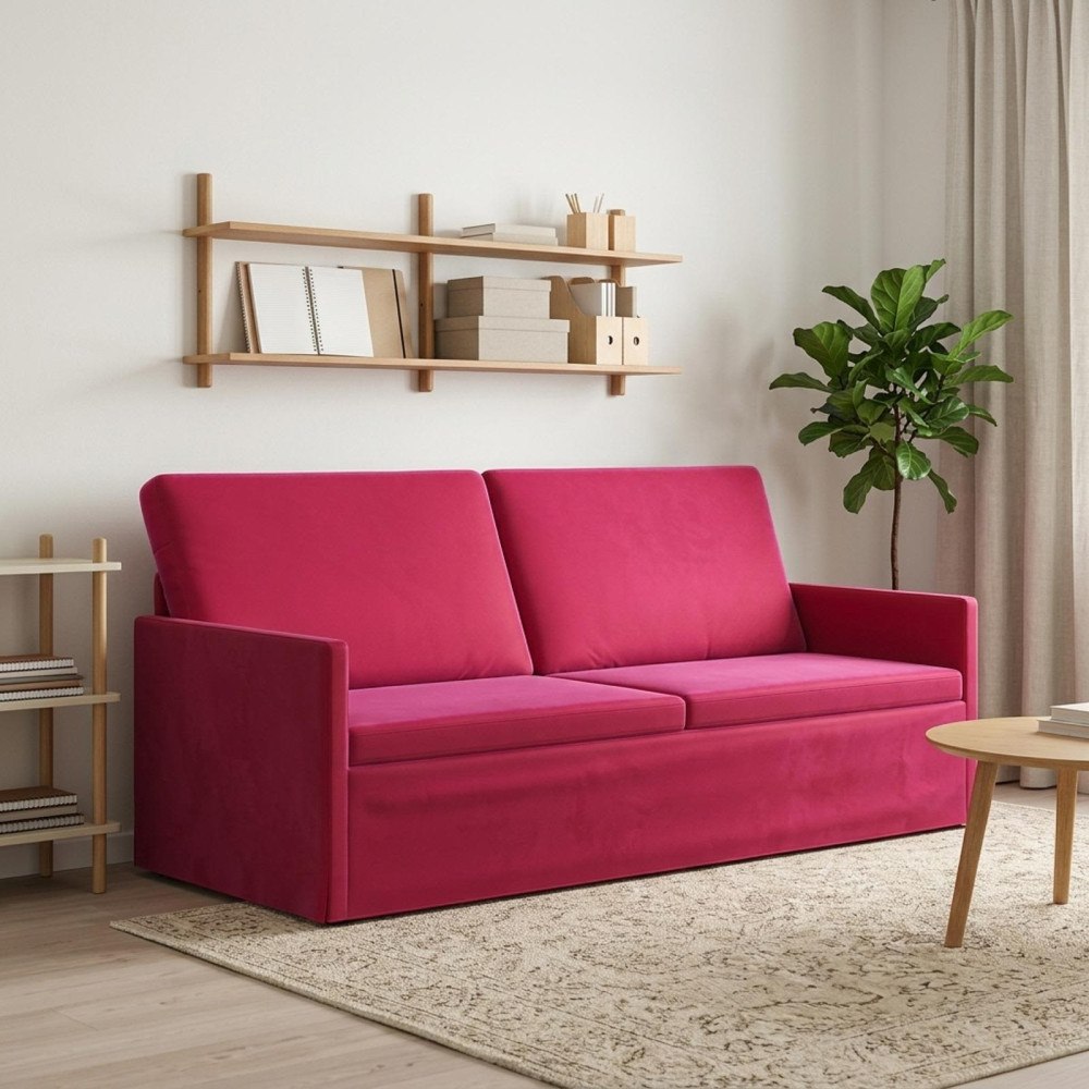 vidaXL 3-sitssoffa Vinröd 190 x 81 x 82 cm Sammet (V)