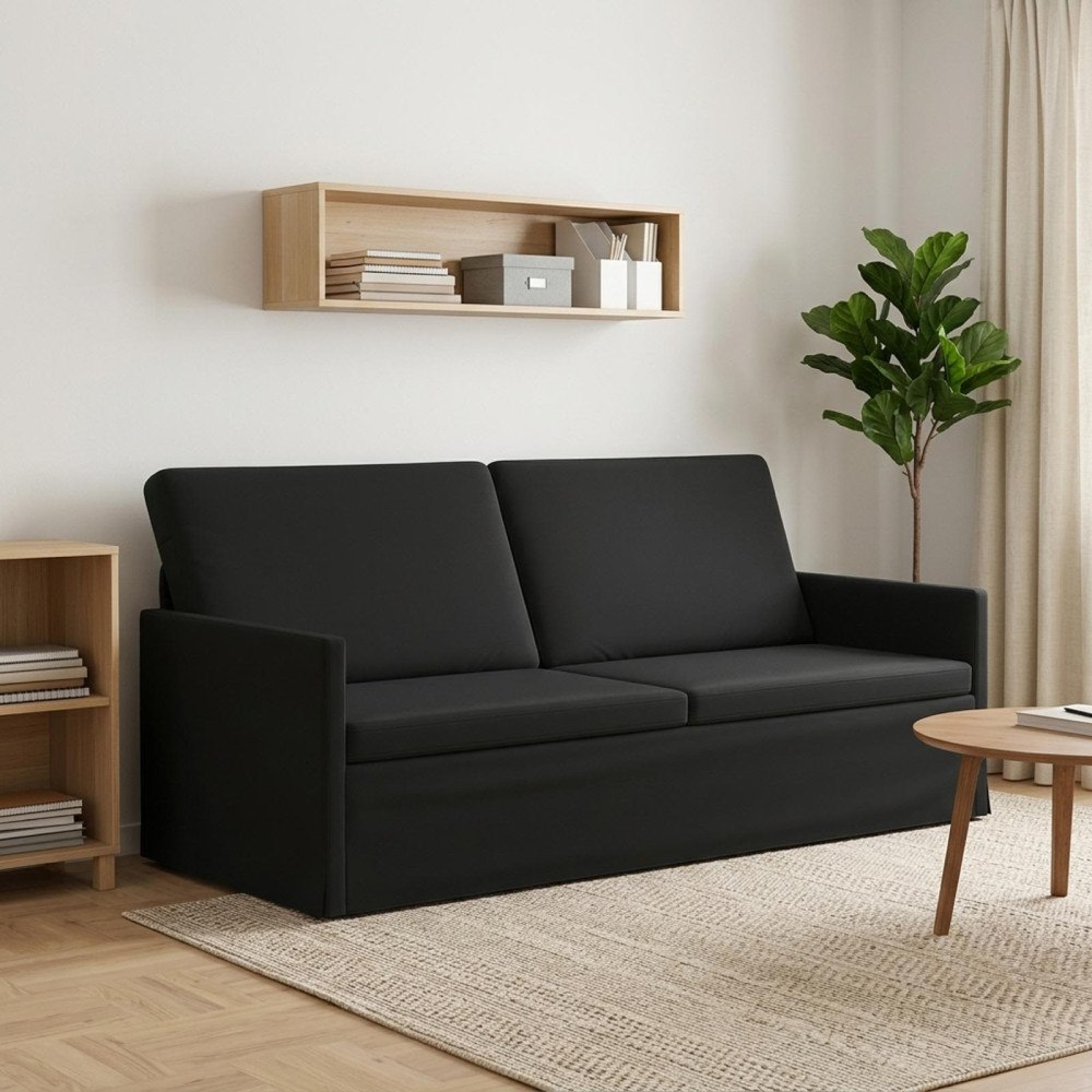 vidaXL 3-sitssoffa Svart 190 x 81 x 82 cm Sammet (V)