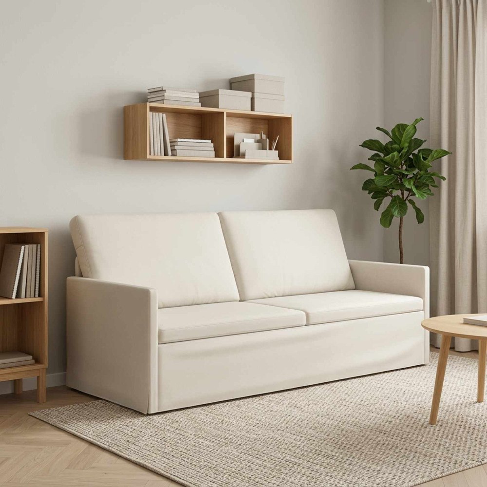 vidaXL 3-sitssoffa Gräddvit 190 x 81 x 82 cm Sammet (V)