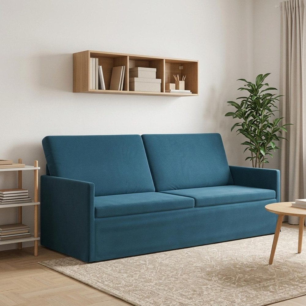 vidaXL 3-sitssoffa Blå 190 x 81 x 82 cm Sammet (V)
