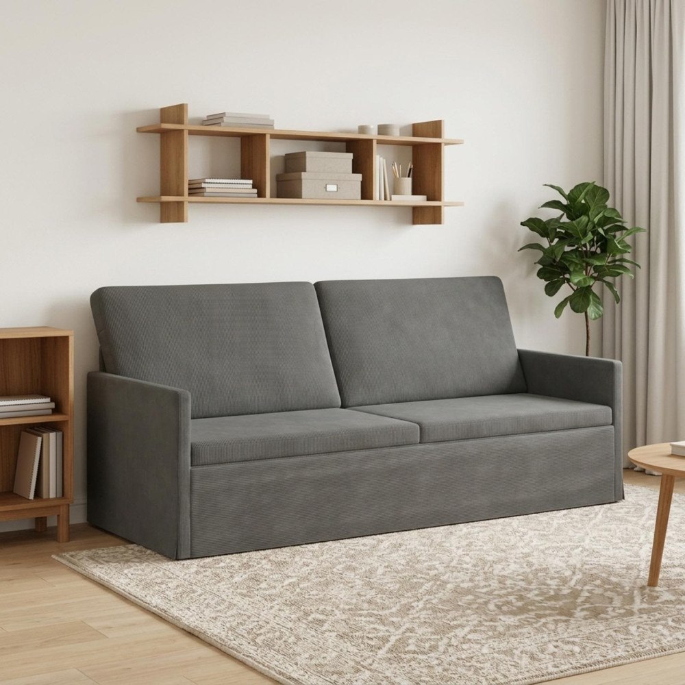 vidaXL 3-sitssoffa Mörkgrå 190 x 81 x 82 cm Kordread tyg