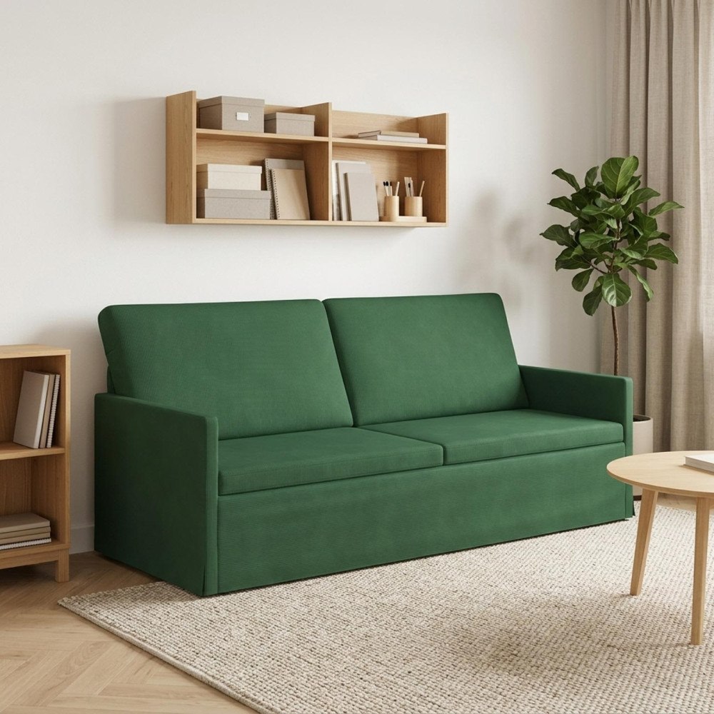 vidaXL 3-sitssoffa Jungelgrön 190 x 81 x 82 cm Kordread tyg