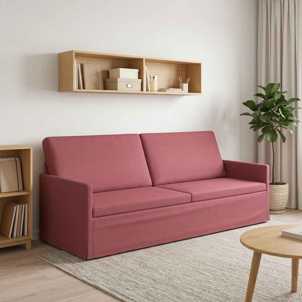 vidaXL 3-sitssoffa Vinröd 220 x 81 x 82 cm Tyg