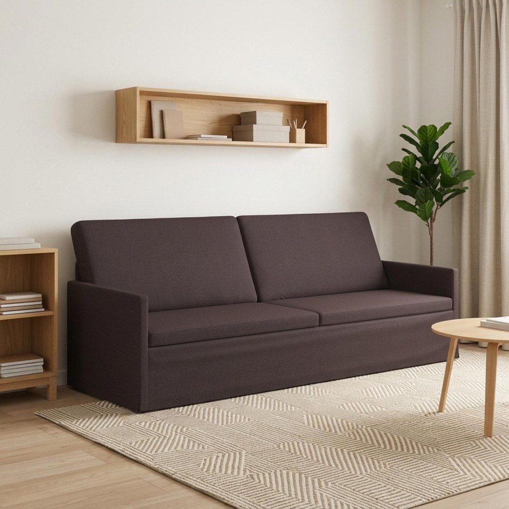 vidaXL 3-sitssoffa Mörkbrun 220 x 81 x 82 cm Tyg