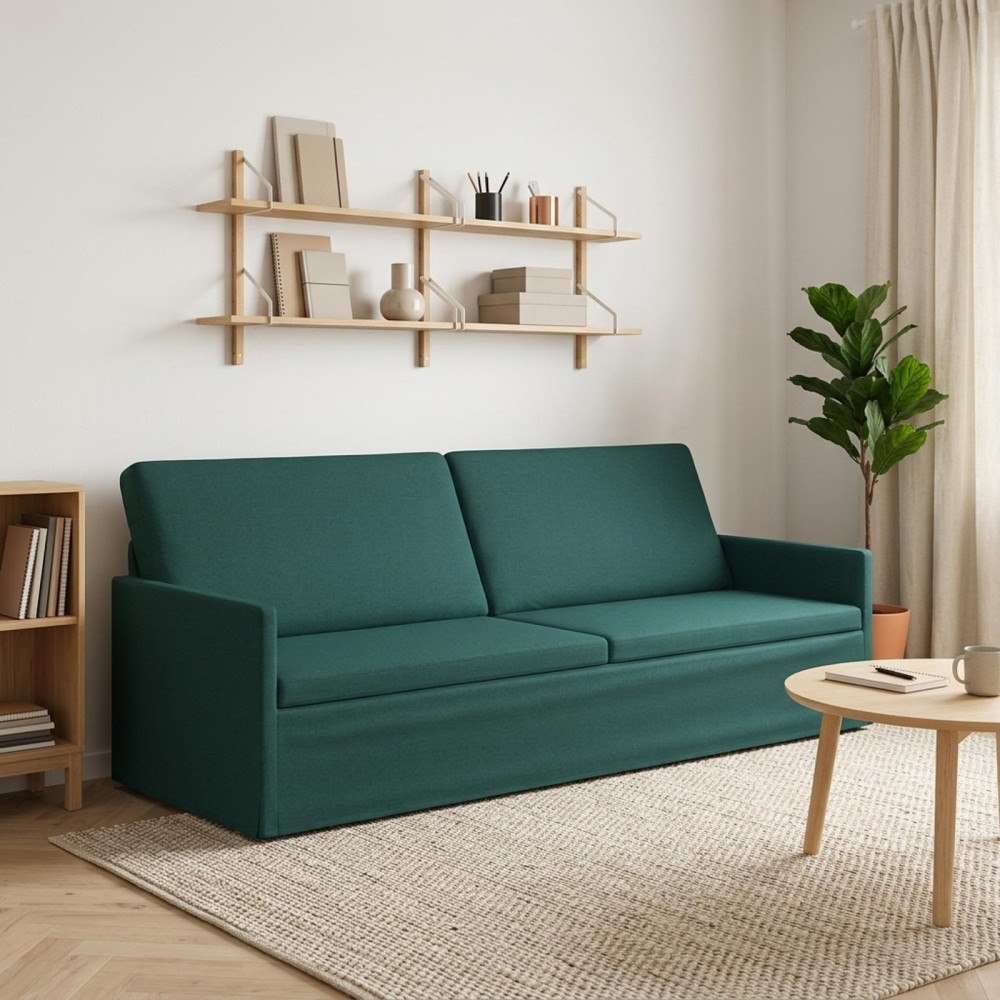 vidaXL 3-sitssoffa Mörkgrön 220 x 81 x 82 cm Tyg