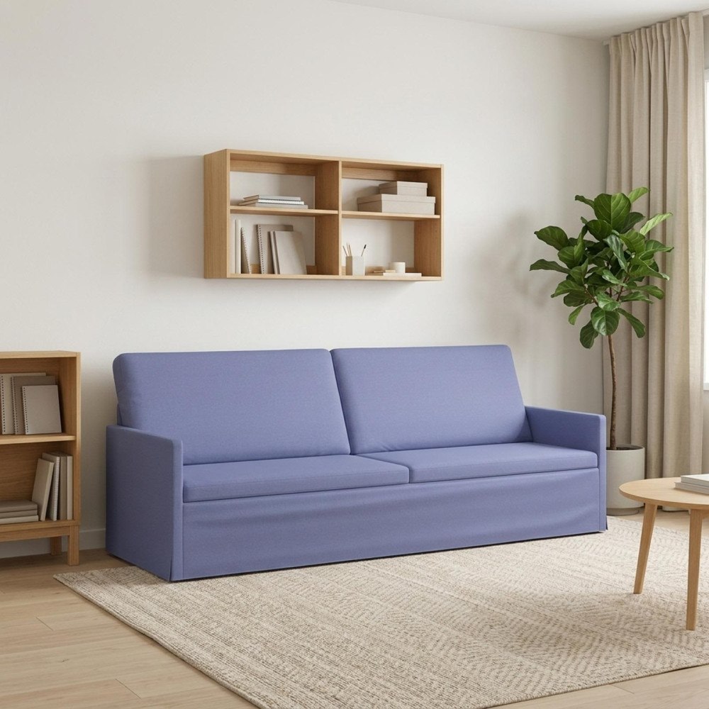 vidaXL 3-sitssoffa Jeansblå 220 x 81 x 82 cm Tyg