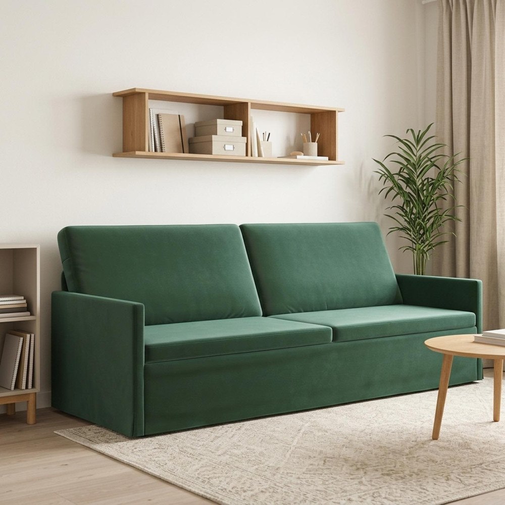 vidaXL 3-sitssoffa Mörkgrön 220 x 81 x 82 cm Sammet (V)