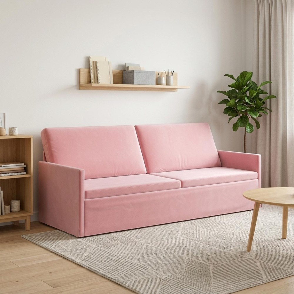 vidaXL 3-sitssoffa Rosa 220 x 81 x 82 cm Sammet (V)