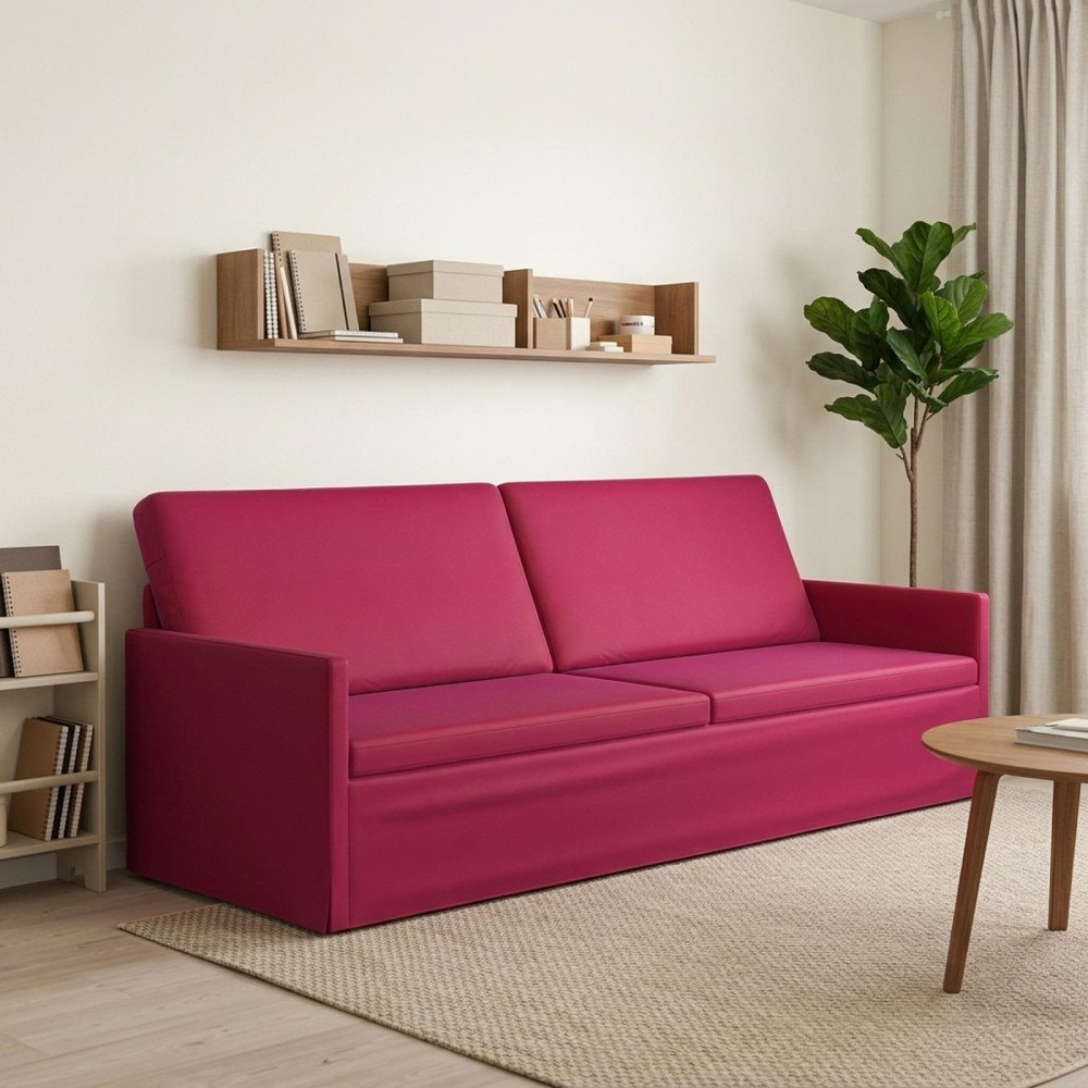 vidaXL 3-sitssoffa Vinröd 220 x 81 x 82 cm Sammet (V)