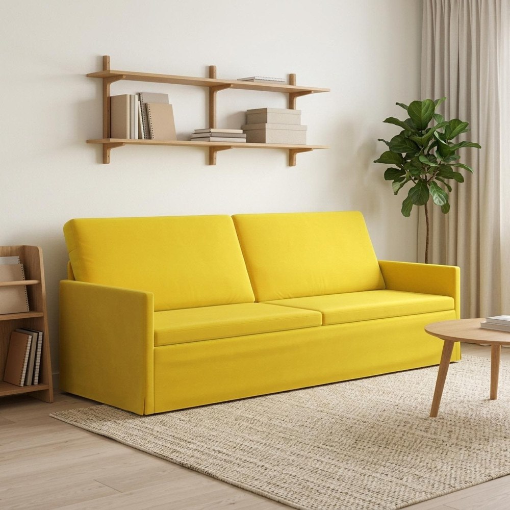 vidaXL 3-sitssoffa Gul 220 x 81 x 82 cm Sammet (V)