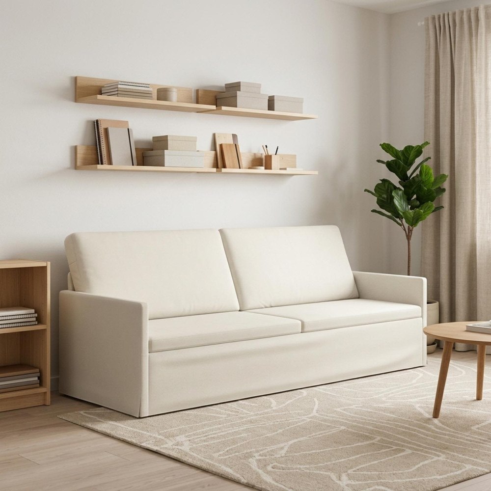 vidaXL 3-sitssoffa Gräddvit 220 x 81 x 82 cm Sammet (V)