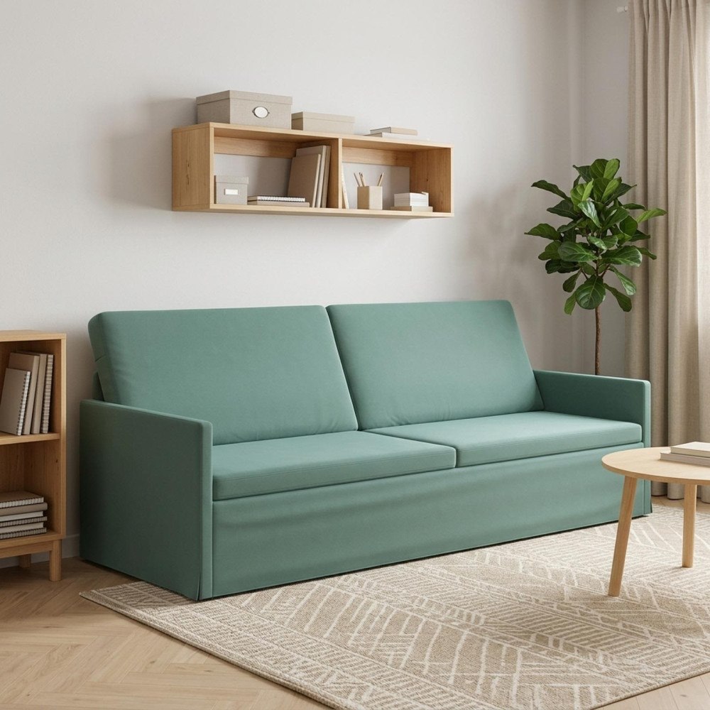 vidaXL 3-sitssoffa Havgrön 220 x 81 x 82 cm Sammet (V)