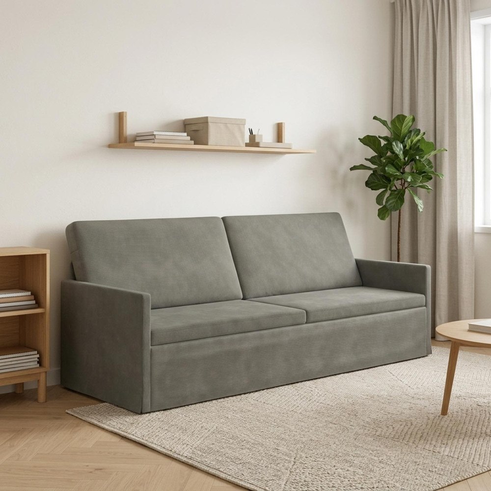 vidaXL 3-sitssoffa Ljusgrå 220 x 81 x 82 cm Kordread tyg