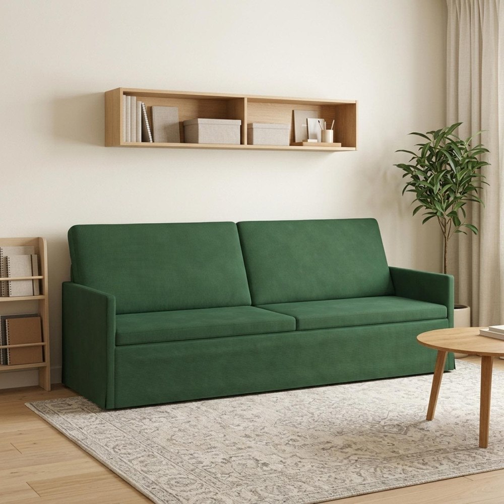 vidaXL 3-sitssoffa Jungelgrön 220 x 81 x 82 cm Kordread tyg