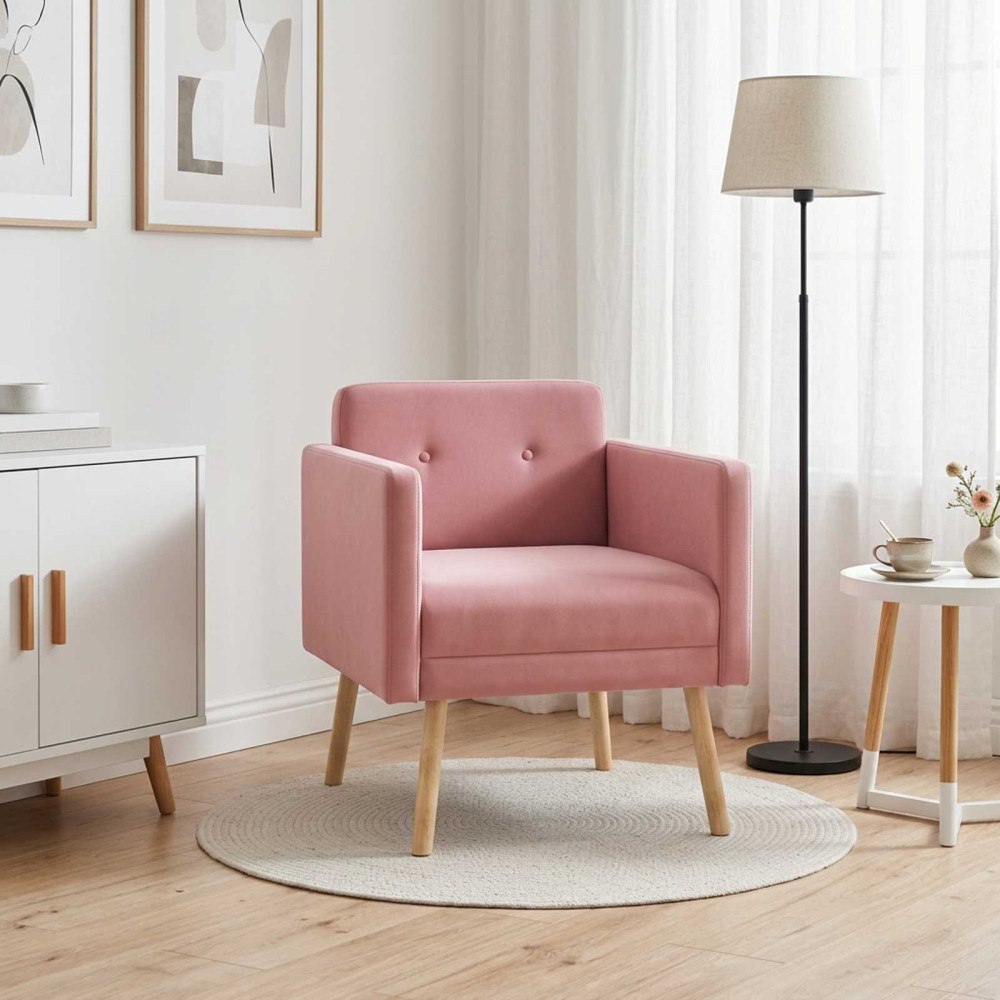 vidaXL Accentstol Rosa Sammet
