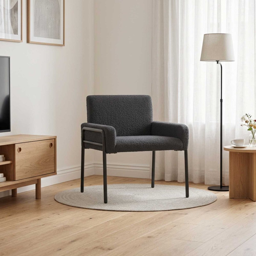 vidaXL Accentstol Mörkgrå Bouclé