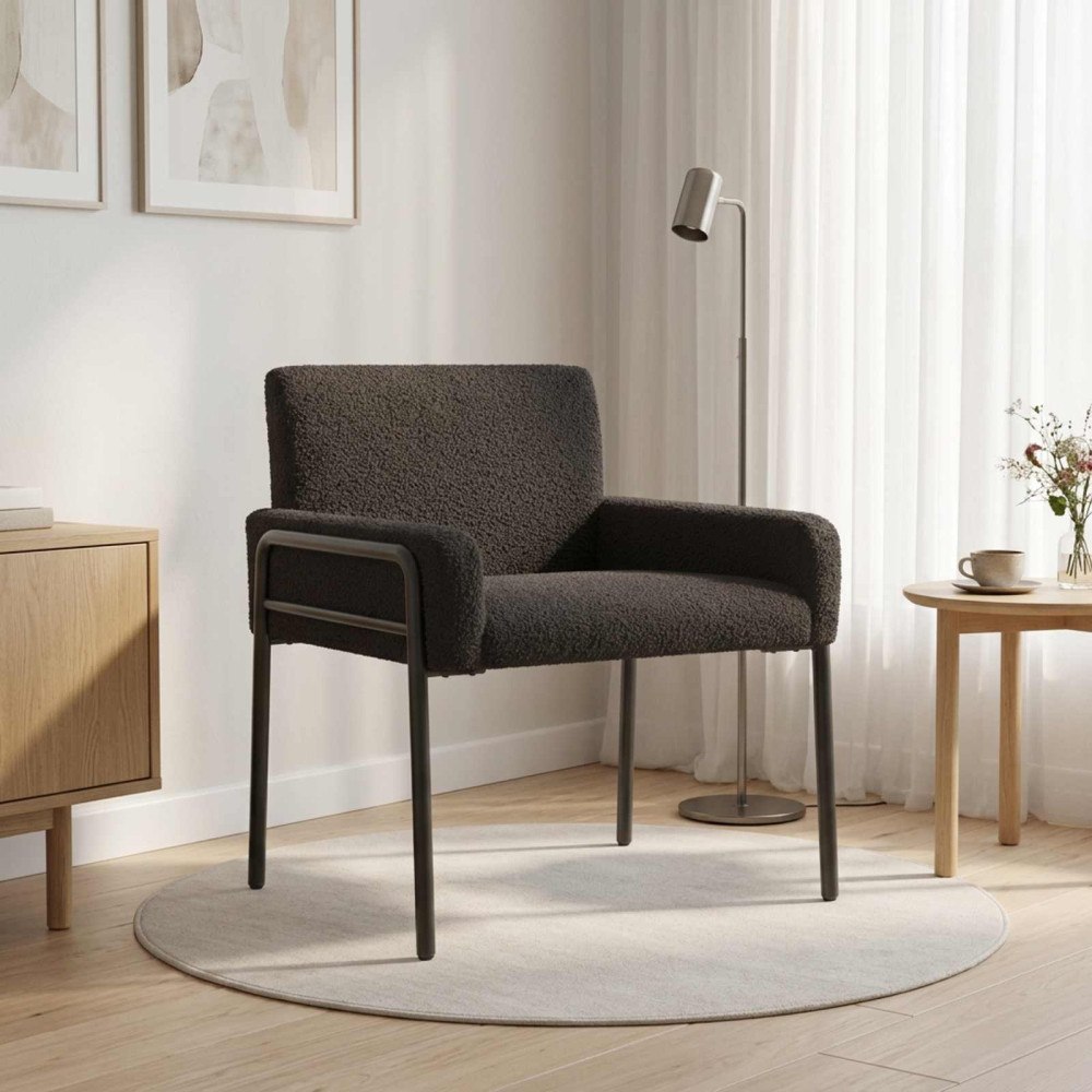 vidaXL Accentstol Svart Bouclé