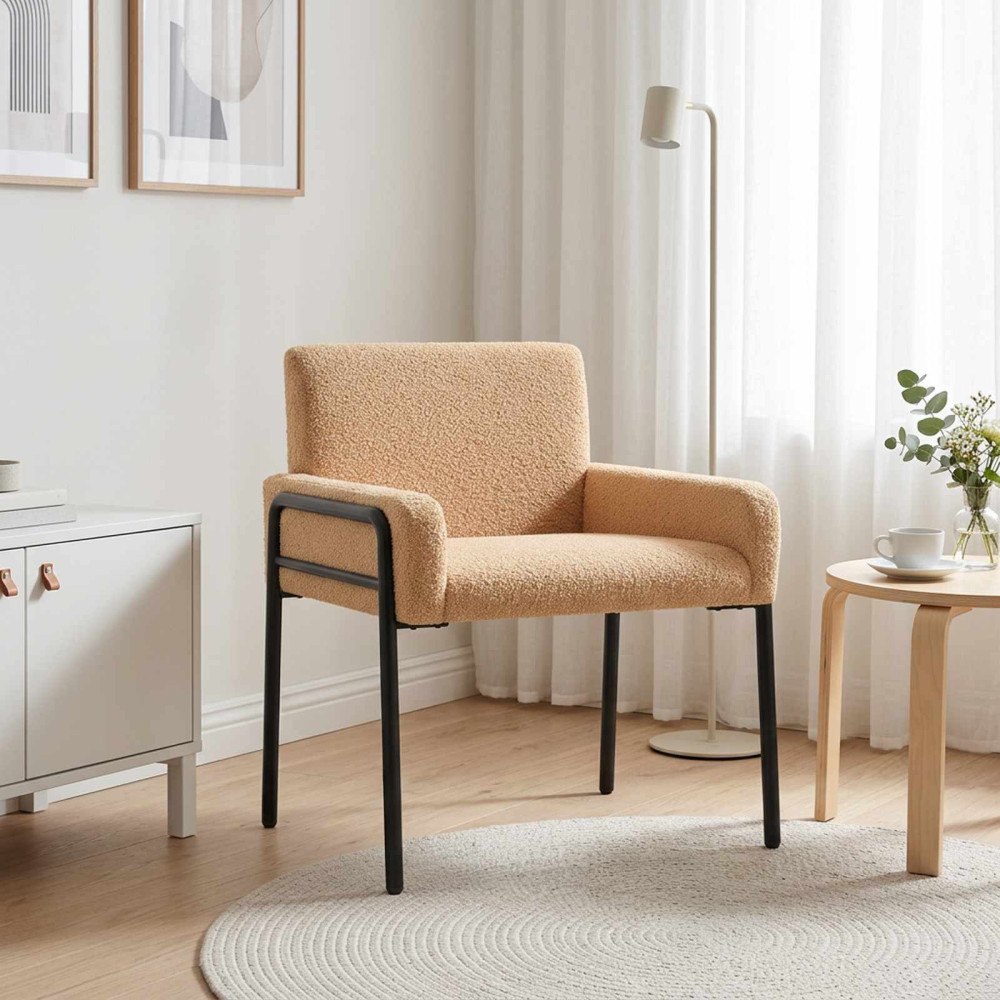 vidaXL Accentstol Beige Bouclé