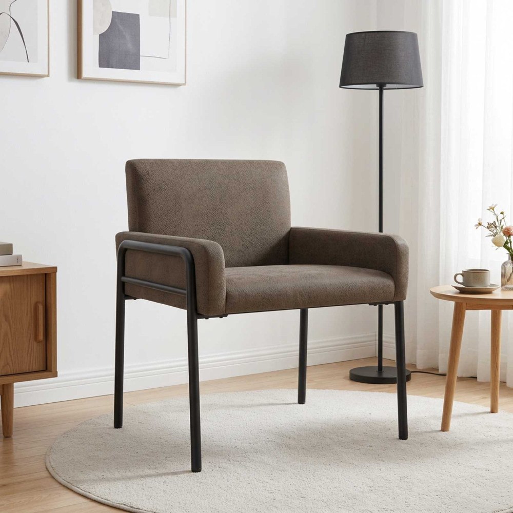 vidaXL Accentfåtölj Mörkgrå Konstmocka