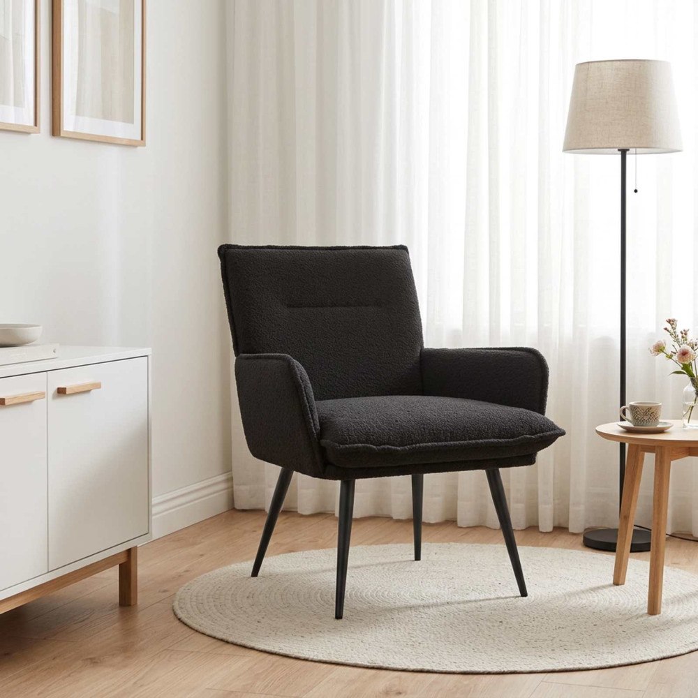 vidaXL Fåtölj Svart Bouclé