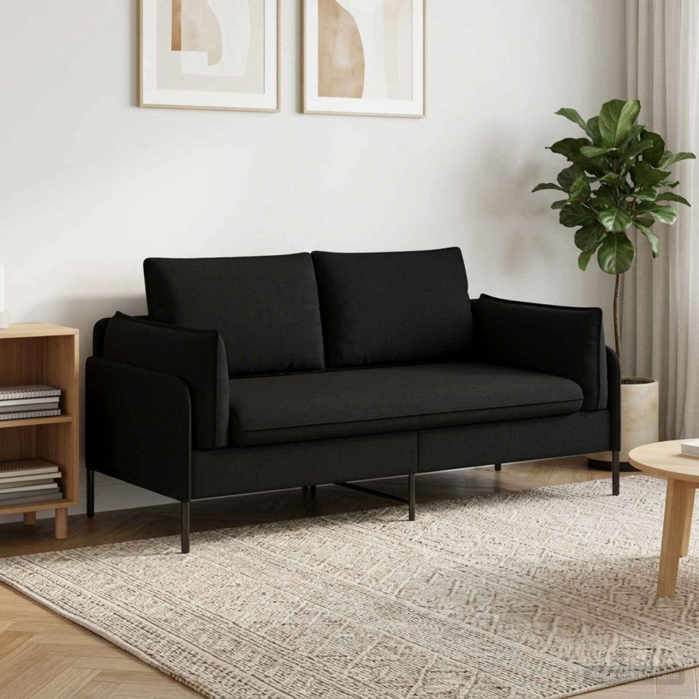 vidaXL 2-sits soffa Svart 188 x 81 x 89 cm Tyg