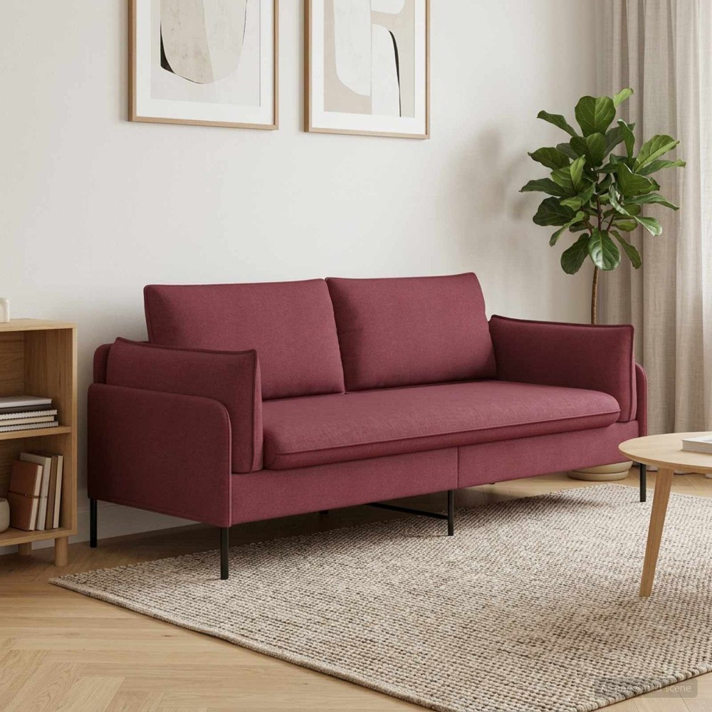 vidaXL 2-sits soffa Vinröd 188 x 81 x 89 cm Tyg
