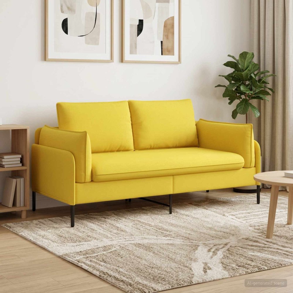 vidaXL 2-sits soffa Ljusgul 188 x 81 x 89 cm Tyg