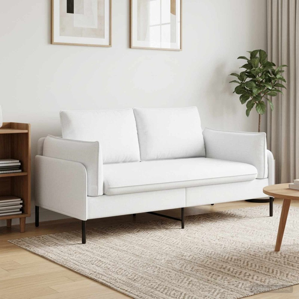 vidaXL 2-sits soffa Vit 188 x 81 x 89 cm Tyg