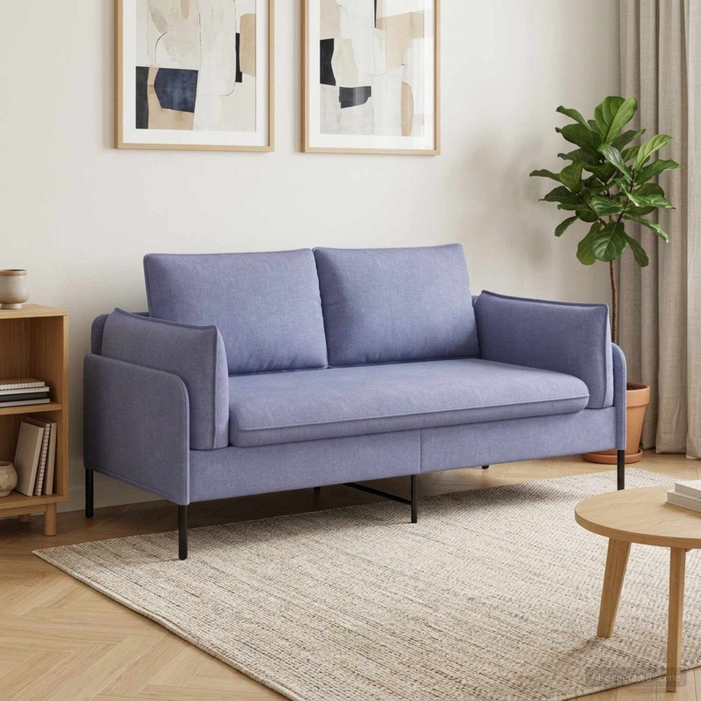 vidaXL 2-sits soffa Jeansblå 188 x 81 x 89 cm Tyg