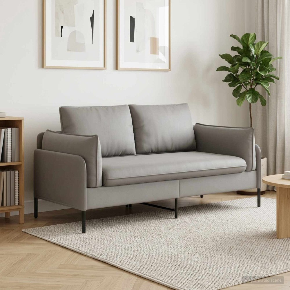 vidaXL 2-sits soffa 2-sits Ljusgrå 188 x 81 x 89 cm Sammet