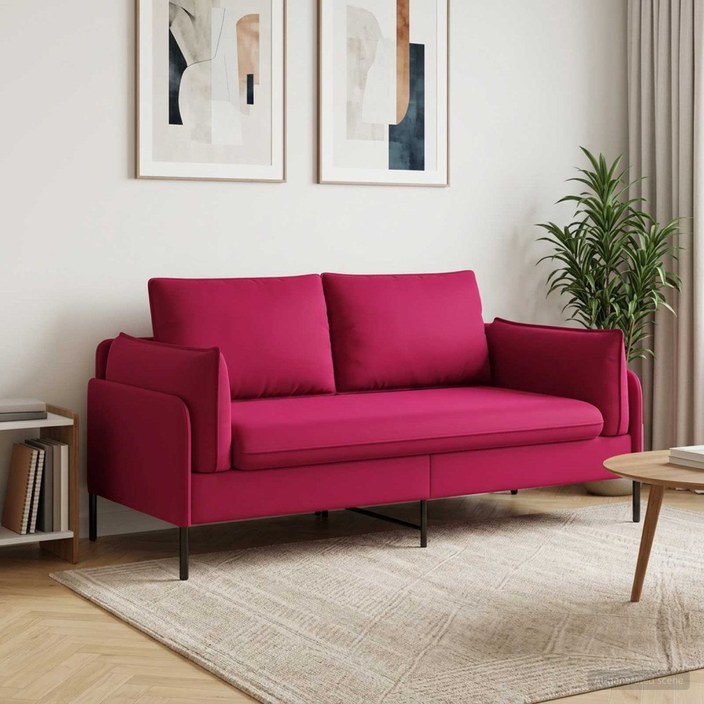 vidaXL 2-sits soffa 2-sits Vinröd 188 x 81 x 89 cm Sammet