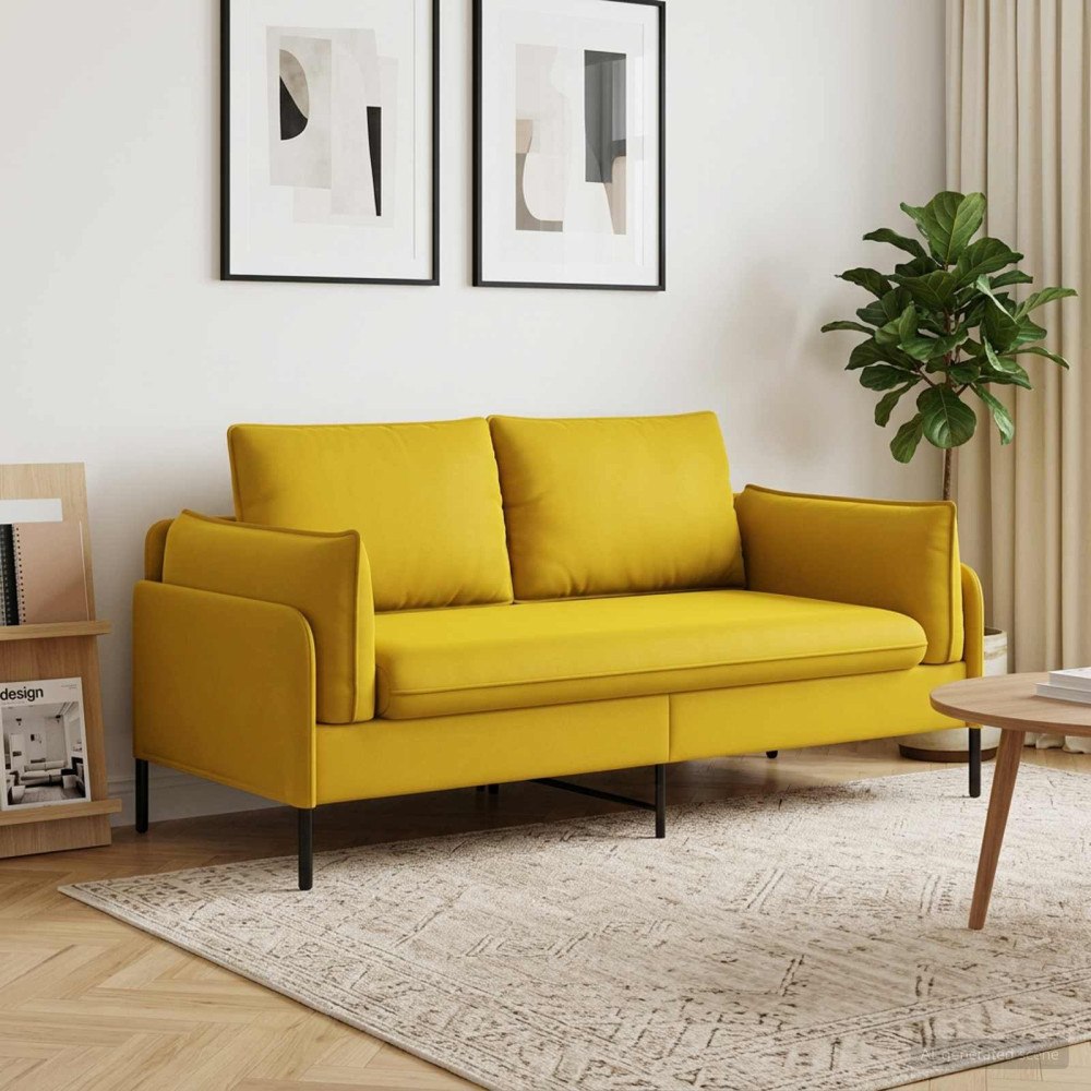 vidaXL 2-sits soffa 2-sits Gul 188 x 81 x 89 cm Sammet