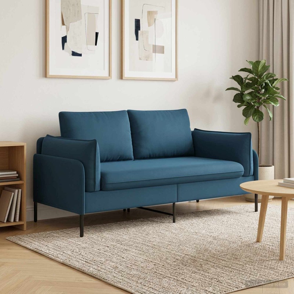 vidaXL 2-sits soffa 2-sits Blå 188 x 81 x 89 cm Sammet