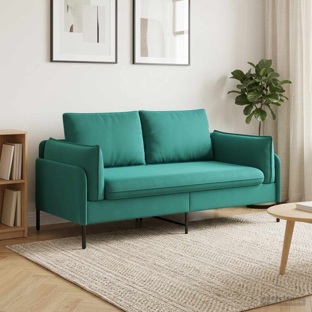 vidaXL 2-sits soffa 2-sits Turkos 188 x 81 x 89 cm Sammet